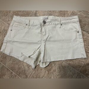 Off white denim shorts with cut off hem size 11